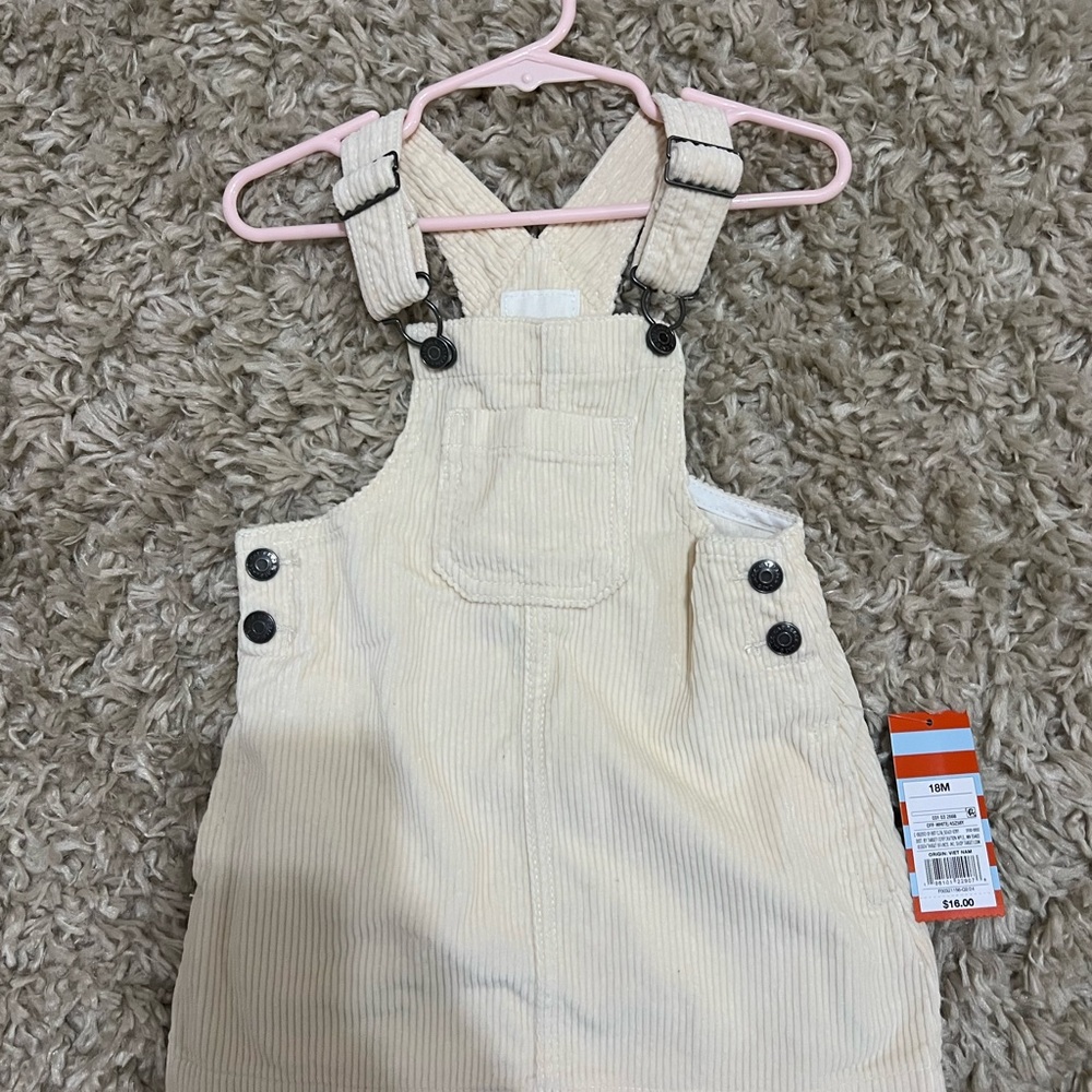 Off-White Kids Cream Overalls with Button Details
